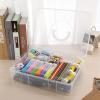 BTSKY 2-Tier Cute Bear Storage Box with Removable Divided Tray Portable Clear Plastic Art Craft Supply Organizer Stackable Home Office Supplies Storage Container for Pens Notes A4 papers etc (Clear)(Clear)