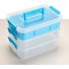 BTSKY 3 Layer Stack & Carry Box, Plastic Multipurpose Portable Storage Container Box Handled Organizer Storage Box with Removable Tray for Organizing Sewing, Art Craft, Supplies Blue(Blue)