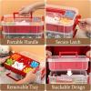 BTSKY 3 Layer Stack & Carry Box, Plastic Multipurpose Portable Storage Container Box Handled Organizer Storage Box with Removable Tray for Organizing Sewing, Art Craft, Supplies Blue(Red)