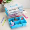 BTSKY 3 Layer Stack & Carry Box, Plastic Multipurpose Portable Storage Container Box Handled Organizer Storage Box with Removable Tray for Organizing Sewing, Art Craft, Supplies Blue(Blue)