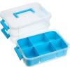 BTSKY 3 Layer Stack & Carry Box, Plastic Multipurpose Portable Storage Container Box Handled Organizer Storage Box with Removable Tray for Organizing Sewing, Art Craft, Supplies Blue(Blue)