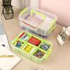 BTSKY 3 Layer Stack & Carry Box, Plastic Multipurpose Portable Storage Container Box Handled Organizer Storage Box with Removable Tray for Organizing Sewing, Art Craft, Supplies Blue(Green)