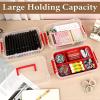 BTSKY 3 Layer Stack & Carry Box, Plastic Multipurpose Portable Storage Container Box Handled Organizer Storage Box with Removable Tray for Organizing Sewing, Art Craft, Supplies Blue(Red)