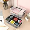 BTSKY 3 Layer Stack & Carry Box, Plastic Multipurpose Portable Storage Container Box Handled Organizer Storage Box with Removable Tray for Organizing Sewing, Art Craft, Supplies Blue(Black)