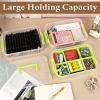BTSKY 3 Layer Stack & Carry Box, Plastic Multipurpose Portable Storage Container Box Handled Organizer Storage Box with Removable Tray for Organizing Sewing, Art Craft, Supplies Blue(Green)