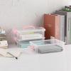 BTSKY 3 Layers Cute Dolphin Clear Plastic Pencil Box – Multipurpose Pencil Case Craft Storage Container with 1 Lid & Handle,Easy Carry & Stack Crayon Boxes Office Supplies Storage Organizer,Clear Pink(Pink)