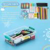 BTSKY 3 Layers Cute Dolphin Clear Plastic Pencil Box – Multipurpose Pencil Case Craft Storage Container with 1 Lid & Handle,Easy Carry & Stack Crayon Boxes Office Supplies Storage Organizer,Clear Pink(Green)