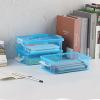 BTSKY 3 Layers Cute Dolphin Clear Plastic Pencil Box – Multipurpose Pencil Case Craft Storage Container with 1 Lid & Handle,Easy Carry & Stack Crayon Boxes Office Supplies Storage Organizer,Clear Pink(Clear Blue)