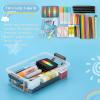 BTSKY 3 Layers Cute Dolphin Clear Plastic Pencil Box – Multipurpose Pencil Case Craft Storage Container with 1 Lid & Handle,Easy Carry & Stack Crayon Boxes Office Supplies Storage Organizer,Clear Pink(Grey)