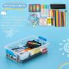 BTSKY 3 Layers Cute Dolphin Clear Plastic Pencil Box – Multipurpose Pencil Case Craft Storage Container with 1 Lid & Handle,Easy Carry & Stack Crayon Boxes Office Supplies Storage Organizer,Clear Pink(Blue)