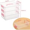 BTSKY 3 Layers Cute Dolphin Clear Plastic Pencil Box – Multipurpose Pencil Case Craft Storage Container with 1 Lid & Handle,Easy Carry & Stack Crayon Boxes Office Supplies Storage Organizer,Clear Pink(Pink)