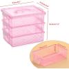 BTSKY 3 Layers Cute Dolphin Clear Plastic Pencil Box – Multipurpose Pencil Case Craft Storage Container with 1 Lid & Handle,Easy Carry & Stack Crayon Boxes Office Supplies Storage Organizer,Clear Pink(Clear Pink)