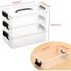 BTSKY 3 Layers Cute Dolphin Clear Plastic Pencil Box – Multipurpose Pencil Case Craft Storage Container with 1 Lid & Handle,Easy Carry & Stack Crayon Boxes Office Supplies Storage Organizer,Clear Pink(Black)