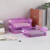 BTSKY 3 Layers Cute Dolphin Clear Plastic Pencil Box – Multipurpose Pencil Case Craft Storage Container with 1 Lid & Handle,Easy Carry & Stack Crayon Boxes Office Supplies Storage Organizer,Clear Pink(Clear Purple)