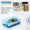 BTSKY 3 Layers Cute Dolphin Clear Plastic Pencil Box – Multipurpose Pencil Case Craft Storage Container with 1 Lid & Handle,Easy Carry & Stack Crayon Boxes Office Supplies Storage Organizer,Clear Pink(Clear Blue)