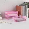 BTSKY 3 Layers Cute Dolphin Clear Plastic Pencil Box – Multipurpose Pencil Case Craft Storage Container with 1 Lid & Handle,Easy Carry & Stack Crayon Boxes Office Supplies Storage Organizer,Clear Pink(Clear Pink)