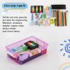 BTSKY 3 Layers Cute Dolphin Clear Plastic Pencil Box – Multipurpose Pencil Case Craft Storage Container with 1 Lid & Handle,Easy Carry & Stack Crayon Boxes Office Supplies Storage Organizer,Clear Pink(Clear Purple)