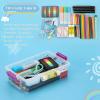 BTSKY 3 Layers Cute Dolphin Clear Plastic Pencil Box – Multipurpose Pencil Case Craft Storage Container with 1 Lid & Handle,Easy Carry & Stack Crayon Boxes Office Supplies Storage Organizer,Clear Pink(Purple)