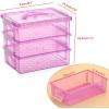BTSKY 3 Layers Cute Dolphin Clear Plastic Pencil Box – Multipurpose Pencil Case Craft Storage Container with 1 Lid & Handle,Easy Carry & Stack Crayon Boxes Office Supplies Storage Organizer,Clear Pink(Clear Purple)
