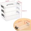 BTSKY 3 Layers Cute Dolphin Clear Plastic Pencil Box – Multipurpose Pencil Case Craft Storage Container with 1 Lid & Handle,Easy Carry & Stack Crayon Boxes Office Supplies Storage Organizer,Clear Pink(Grey)