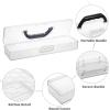BTSKY 3 PCS Long Flat Plastic Pencil Box Portable Clear Home Utility Boxes with Black Handle Stationery Storage Organizer Painting Tool Storage Container for Pencils Marker Sticky-Note Craft Supplies