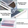 BTSKY 3 Pack A4 Plus Clear Plastic Stackable Storage Box Desk Paper with Buckle, Office Supplies Accessories File Protector Case Organizer, Portable Project Case Document Holders with 3 Lids