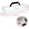 BTSKY 3 Pack Long Plastic Pencil Box Portable Clear Home Utility Boxes with Black Handle Stationery Storage Organizer Painting Tool Storage Container for Pencils Markers Sticky-Notes Craft Supplies