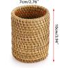 BTSKY 3 Pack Rattan Pen Cup, Handmade Desk Pencil Holders Makeup Brush Holder Multi-Functional Woven Basket Office&Home Desktop Organizer (Cylinder)(Cylinder)