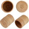 BTSKY 3 Pack Rattan Pen Cup, Handmade Desk Pencil Holders Makeup Brush Holder Multi-Functional Woven Basket Office&Home Desktop Organizer (Cylinder)(Cylinder-3 Pack)