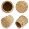 BTSKY 3 Pack Rattan Pen Cup, Handmade Desk Pencil Holders Makeup Brush Holder Multi-Functional Woven Basket Office&Home Desktop Organizer (Cylinder)(Cone)