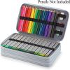 BTSKY 300 Slots Colored Pencil Organizer – Deluxe PU Leather Pencil Case Holder with Handle Strap Pencil Box Large for Colored Pencils Watercolor Pencils Grey
