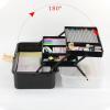BTSKY 3-Layer Plastic Dividing Storage Craft Organizer with Adjustable Spacers and Portable Handled Multipurpose Home Utility Box for Medicine, Sewing and Art Supply(Black+Beige)