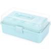 BTSKY 3-Layer Plastic Dividing Storage Craft Organizer with Adjustable Spacers and Portable Handled Multipurpose Home Utility Box for Medicine, Sewing and Art Supply(Blue)