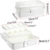 BTSKY 3-Layer Plastic Dividing Storage Craft Organizer with Adjustable Spacers and Portable Handled Multipurpose Home Utility Box for Medicine, Sewing and Art Supply(Beige White)