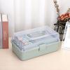 BTSKY 3-Layer Plastic Dividing Storage Craft Organizer with Adjustable Spacers and Portable Handled Multipurpose Home Utility Box for Medicine, Sewing and Art Supply(Haze Green)