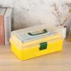 BTSKY 3-Layer Plastic Dividing Storage Craft Organizer with Adjustable Spacers and Portable Handled Multipurpose Home Utility Box for Medicine, Sewing and Art Supply(Yellow+Green)