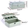 BTSKY 3-Layer Plastic Dividing Storage Craft Organizer with Adjustable Spacers and Portable Handled Multipurpose Home Utility Box for Medicine, Sewing and Art Supply(Haze Green)
