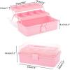 BTSKY 3-Layer Plastic Dividing Storage Craft Organizer with Adjustable Spacers and Portable Handled Multipurpose Home Utility Box for Medicine, Sewing and Art Supply(Pink)