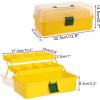 BTSKY 3-Layer Plastic Dividing Storage Craft Organizer with Adjustable Spacers and Portable Handled Multipurpose Home Utility Box for Medicine, Sewing and Art Supply(Yellow+Green)