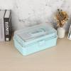 BTSKY 3-Layer Plastic Dividing Storage Craft Organizer with Adjustable Spacers and Portable Handled Multipurpose Home Utility Box for Medicine, Sewing and Art Supply(Blue)