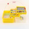 BTSKY 3-Layer Plastic Dividing Storage Craft Organizer with Adjustable Spacers and Portable Handled Multipurpose Home Utility Box for Medicine, Sewing and Art Supply(Yellow+Green)