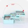 BTSKY 3-Layer Plastic Dividing Storage Craft Organizer with Adjustable Spacers and Portable Handled Multipurpose Home Utility Box for Medicine, Sewing and Art Supply(Blue)