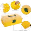 BTSKY 3-Layer Plastic Dividing Storage Craft Organizer with Adjustable Spacers and Portable Handled Multipurpose Home Utility Box for Medicine, Sewing and Art Supply(Yellow+Green)