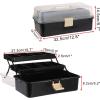 BTSKY 3-Layer Plastic Dividing Storage Craft Organizer with Adjustable Spacers and Portable Handled Multipurpose Home Utility Box for Medicine, Sewing and Art Supply(Black+Beige)
