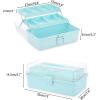 BTSKY 3-Layer Plastic Dividing Storage Craft Organizer with Adjustable Spacers and Portable Handled Multipurpose Home Utility Box for Medicine, Sewing and Art Supply(Blue)