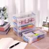 BTSKY 4 Pack Extra Large Plastic Pencil Box Stackable Translucent Clear Pencil Caase Crayon Box Set, Marker Organizer Art Supply Storage Organizer for Gel Pens Pencils Erasers Tape Markers etc(Grey)(Blue)