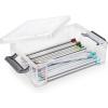 BTSKY 4 Pack Extra Large Plastic Pencil Box Stackable Translucent Clear Pencil Caase Crayon Box Set, Marker Organizer Art Supply Storage Organizer for Gel Pens Pencils Erasers Tape Markers etc(Grey)(Grey)