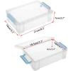 BTSKY 4 Pack Extra Large Plastic Pencil Box Stackable Translucent Clear Pencil Caase Crayon Box Set, Marker Organizer Art Supply Storage Organizer for Gel Pens Pencils Erasers Tape Markers etc(Grey)(Blue)