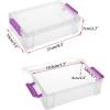 BTSKY 4 Pack Extra Large Plastic Pencil Box Stackable Translucent Clear Pencil Caase Crayon Box Set, Marker Organizer Art Supply Storage Organizer for Gel Pens Pencils Erasers Tape Markers etc(Grey)(Purple)