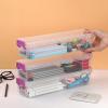 BTSKY 4 Pack Extra Long Plastic Pencil Box- Stackable Stationery Supplies Organizer Box, Clear Plastic Pencil Case, Large Capacity Storage Case for Pens, Markers, Crayons, Art Tools – Green Clip(Purple-4 Pack)